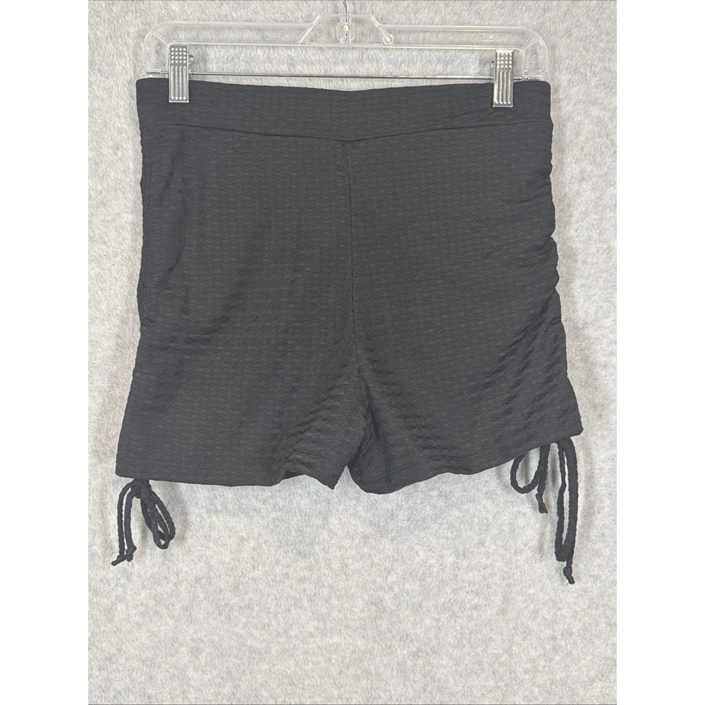 NWT BLOOMCHIC Plain Gathered Tie Knot High Rise Swim Bottom Black Sz 14-16